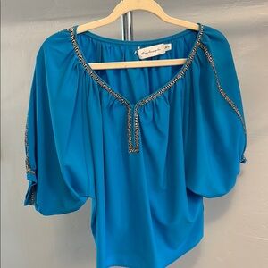 Blue Puff Sleeve Boxy Blouse